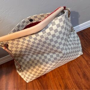 Checkered Cream and Red Designer Dupe Tote Bag
